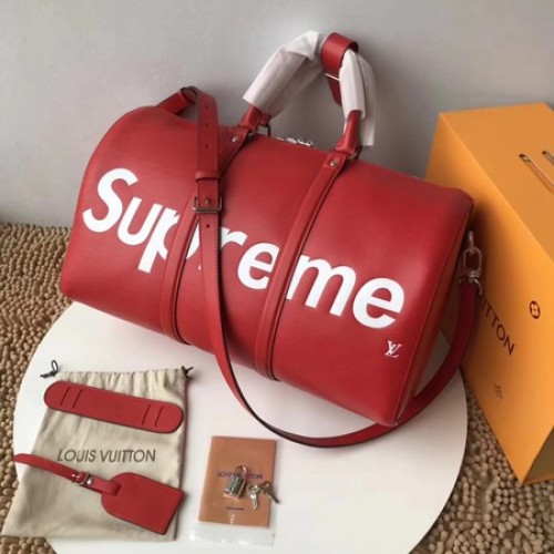 Cinturino Louis Vuitton originale in pelle Epi SUPREME Keepall 45CM M53419 rosso