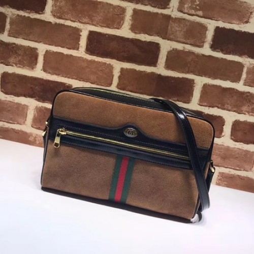 Borsa a tracolla in pelle nabuk originale Gucci GG 517080 marrone