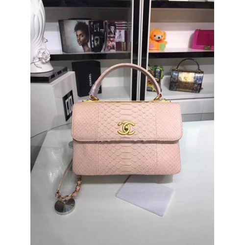 Borsa tote in pelle di serpente originale Chanel A92236 rosa
