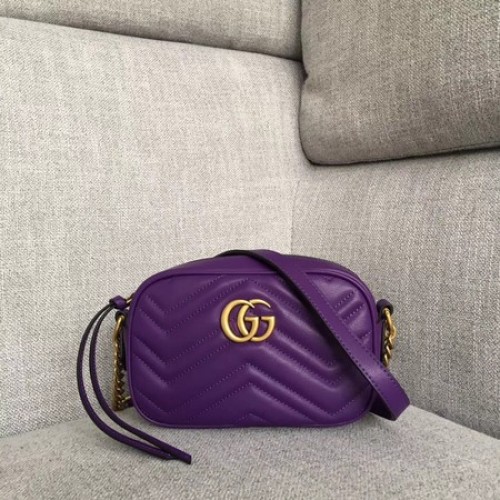 Borsa mini Gucci GG Marmont Matelasse 448065 viola