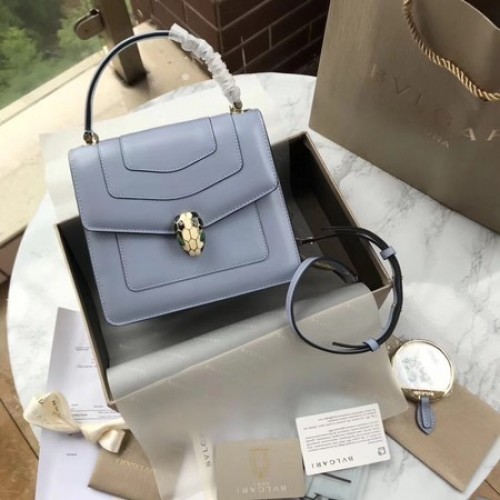 Borsa tote BVLGARI Original in pelle di vitello 97523 Azzurro