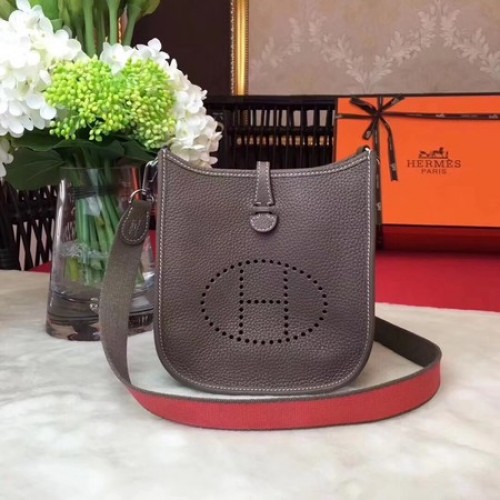 Hermes Evelyne mini 17 centimetri Messenger Bag originale in pelle di vitello H1187 grigio