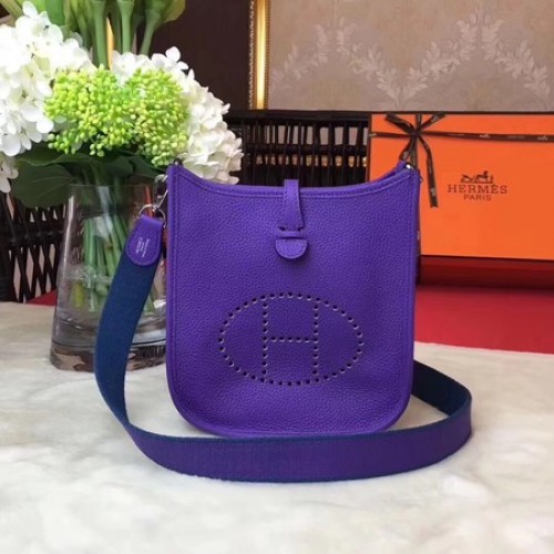 Hermes Evelyne mini 17 centimetri Messenger Bag originale in pelle di vitello H1187 viola