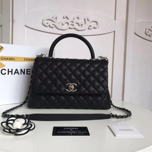 Borsa Chanel Classic nera con manico superiore Pelle di montone originale A92215 nera