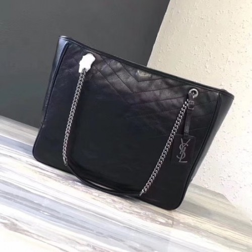 BORSA SHOPPING NIKI In Pelle Di Vitello Originale Yves Saint Laurent 5569 Nera