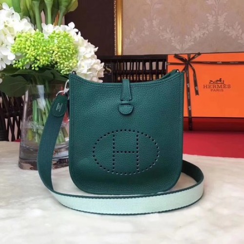 Hermes Evelyne mini 17 centimetri Messenger Bag originale in pelle di vitello H1187 verde