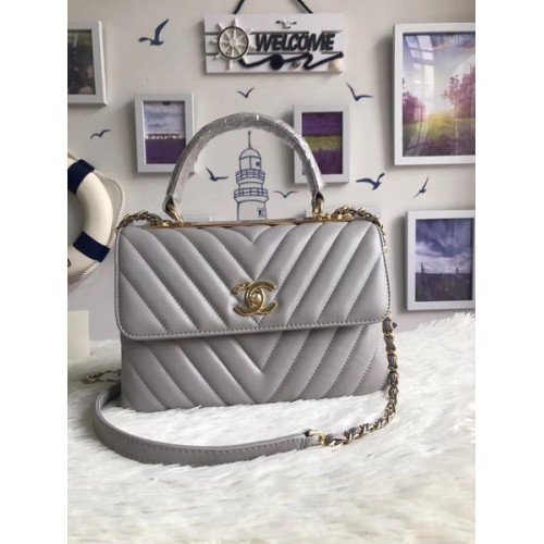 Chanel Tote Bag originale in pelle di montone A92236 fibbia in oro grigio