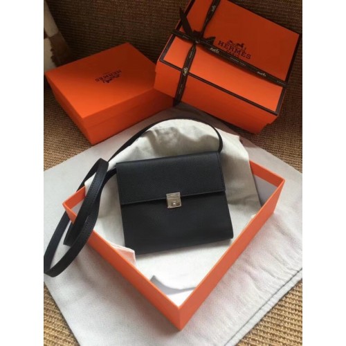 Borsa a tracolla Hermes Clutch Epsom in pelle di vitello H0589 nera