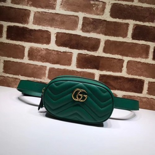 Marsupio in pelle Gucci GG Marmont 476434 verde