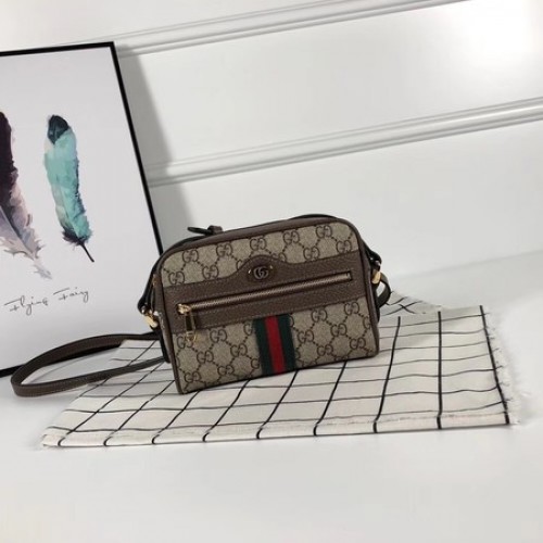 Gucci tela GG ophidia suprema borsa a tracolla piccola PVC 517350 marrone