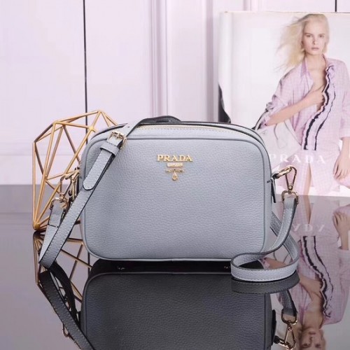 Prada Borsa a Spalla in Pelle di Vitello 1BH082 Azzurro