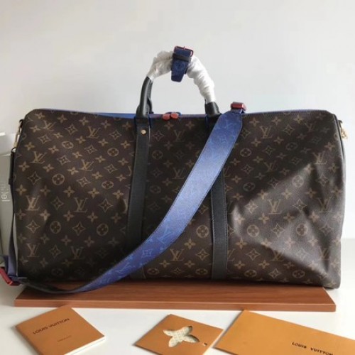 Louis Vuitton Monogram Macassar Canvas Keepall 50 Cinturino M43817