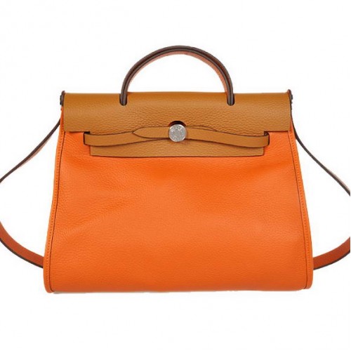 2012 New Hermes HerBag 31CM Togo Borsa in pelle H9051 Camel arancione