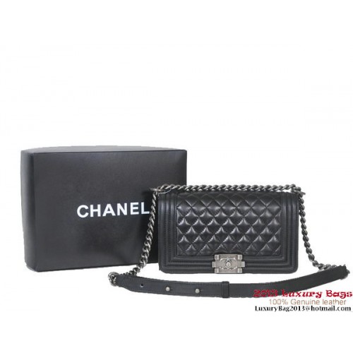 2013 Boy Chanel Borsa a tracolla con patta in pelle di montone A37003 nera