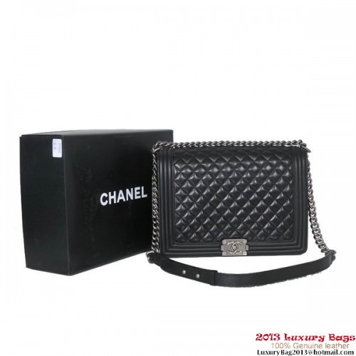 2013 Boy Chanel Borsa a tracolla con patta in pelle di montone A37005 nera