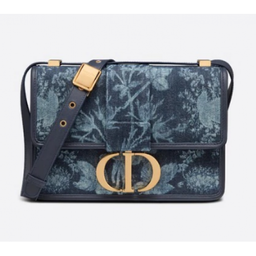 30 BORSA MONTAIGNE Blu Dior Fiori Denim M9203UJD