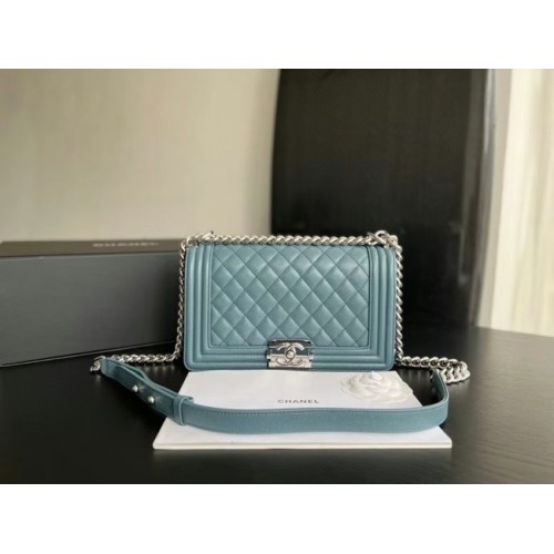BORSA A MANO CHANEL BAMBINO Pelle di vitello Metallo argentato A67086 Azzurro