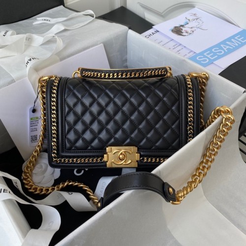 BORSA A MANO BAMBINO CHANEL Metallo tonalità oro A67086 NERO