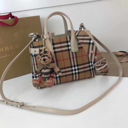 BURBERRY Baby Banner borsa a tracolla a quadri 10443 bianca