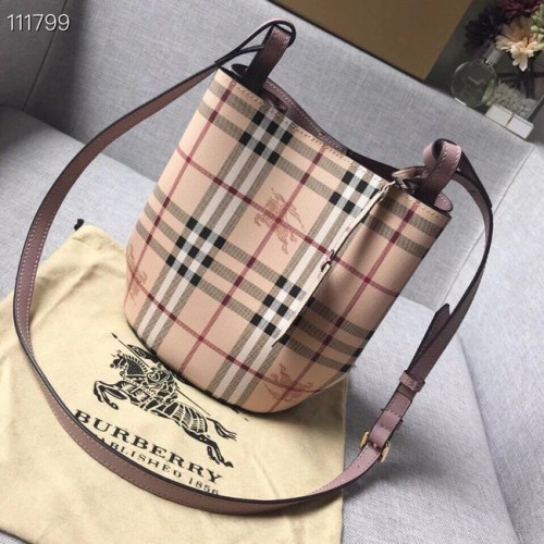 BURBERRY Borsa Banner piccola vintage check e pelle 1581 rosa