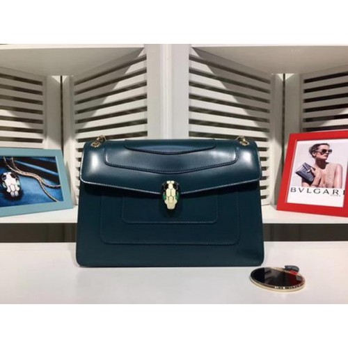 BVLGARI Borsa a Spalla Media Pelle di Vitello BG2281 Blu