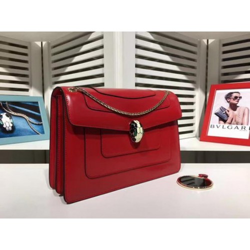 BVLGARI Borsa a Spalla Media Pelle di Vitello BG2281 Rossa