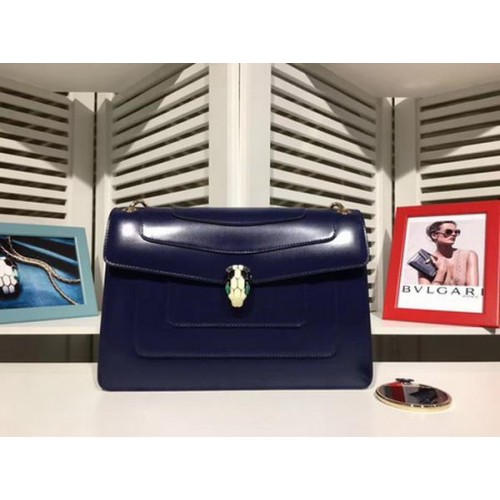 BVLGARI Borsa a Spalla Media Pelle di Vitello BG2281 Royal