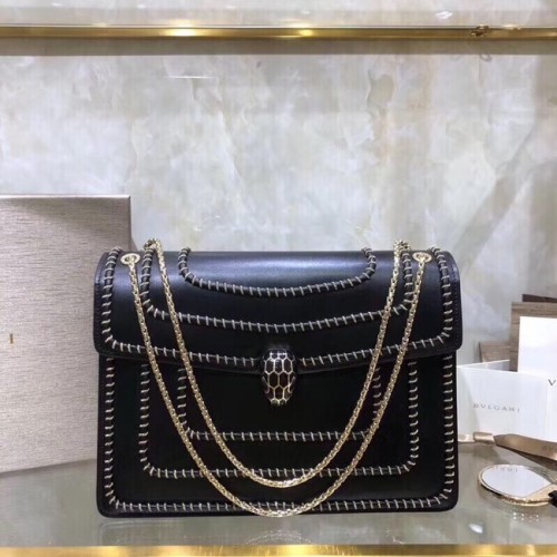 BVLGARI Borsa a spalla media in pelle di vitello BG22890 nera