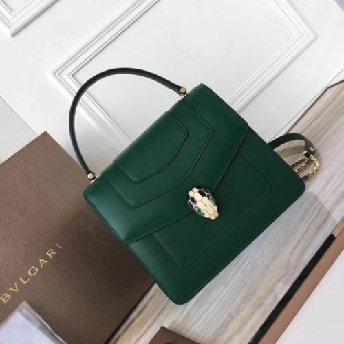 Borsa tote in pelle di vitello originale BVLGARI 3781 Atrovirens