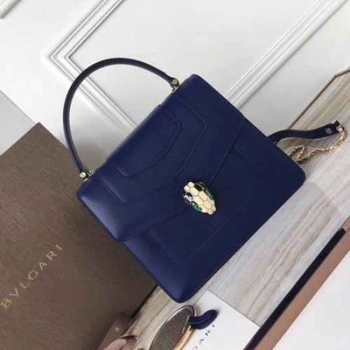Borsa tote in pelle di vitello originale BVLGARI 3781 blu