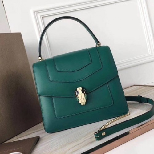 Borsa tote in pelle di vitello originale BVLGARI 3781 verde