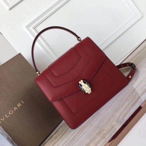 Borsa tote in pelle di vitello originale BVLGARI 3781 rossa