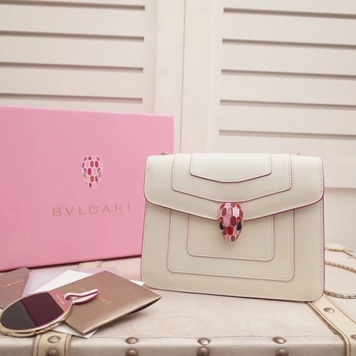 Borsa BVLGARI Serpenti Forever Flap Cover in pelle 28697 bianca