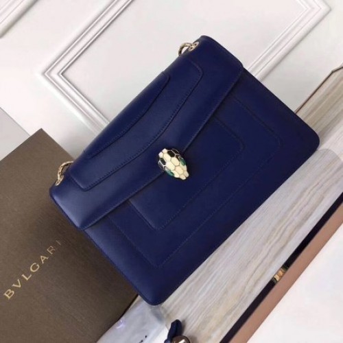 Borsa a tracolla BVLGARI Serpenti Forever Original in pelle di vitello 3780 blu