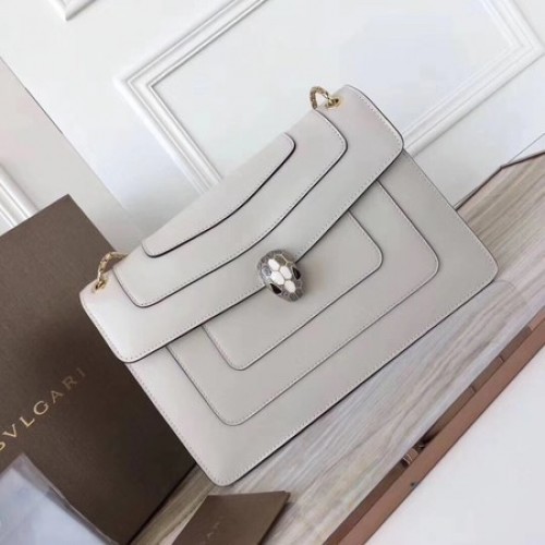 Borsa a tracolla originale BVLGARI Serpenti Forever in pelle di vitello 3780 bianco sporco