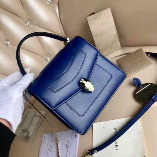 Borsa BVLGARI Serpenti Forever in pelle con patta 3785 blu
