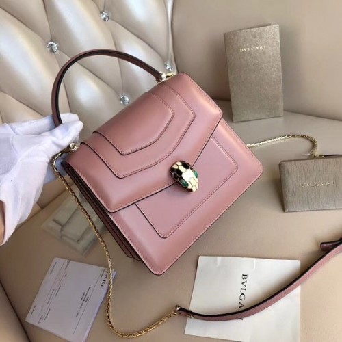 Borsa BVLGARI Serpenti Forever in pelle con patta 3785 rosa