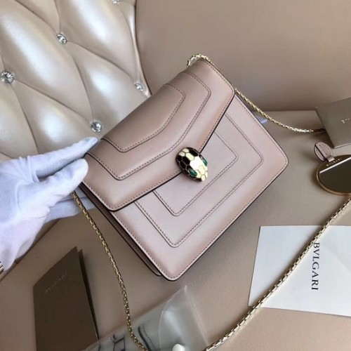 Borsa BVLGARI Serpenti Forever in pelle con patta 5589 rosa chiaro