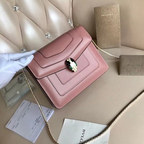 BVLGARI Borsa Serpenti Forever in pelle con patta Serpenti neon 4567 rosa