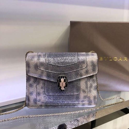 Borsa a spalla BVLGARI Serpenti Forever in pelle 34559 grigia