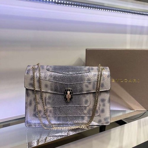 Borsa a spalla BVLGARI Serpenti Forever in pelle 35108 grigia