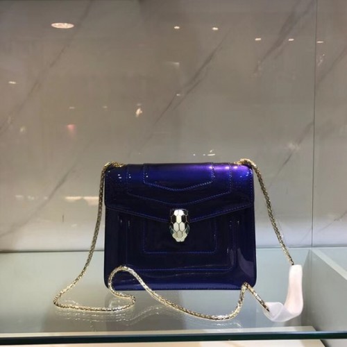 Borsa a tracolla BVLGARI Serpenti Forever in pelle metallizzata 08962 blu