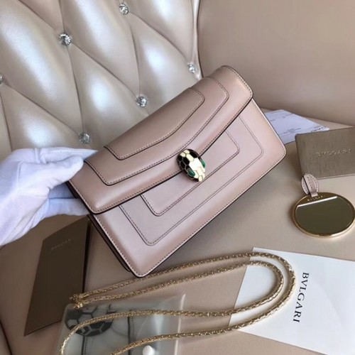 Borsa a tracolla BVLGARI Serpenti Forever in pelle metallizzata 3389 rosa chiaro