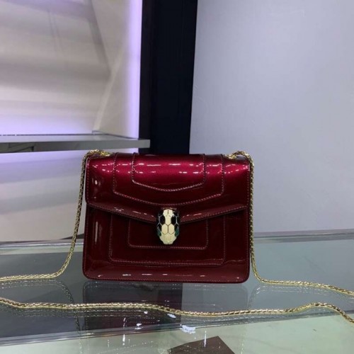Borsa a tracolla BVLGARI Serpenti Forever in pelle metallizzata 34559 fucsia