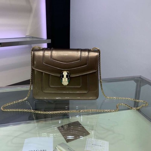 Borsa a tracolla BVLGARI Serpenti Forever in pelle metallizzata 34559 oro