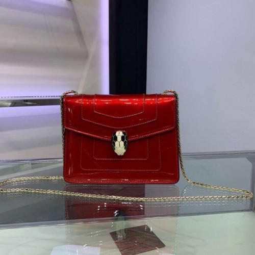 Borsa a tracolla BVLGARI Serpenti Forever in pelle metallizzata 34559 rossa