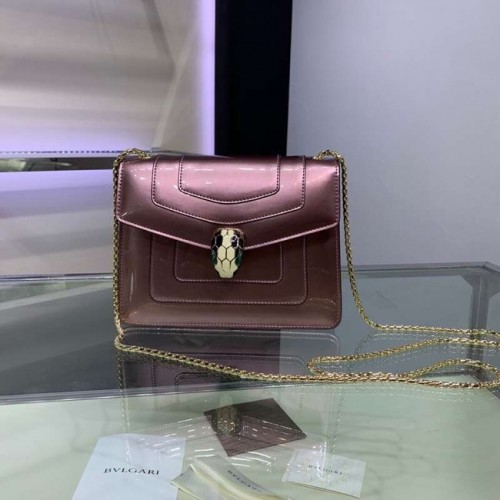Borsa a tracolla BVLGARI Serpenti Forever in pelle metallizzata 34559 oro rosa