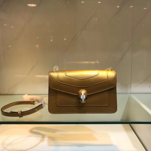 Borsa a tracolla BVLGARI Serpenti Forever in pelle metallizzata 91414 oro