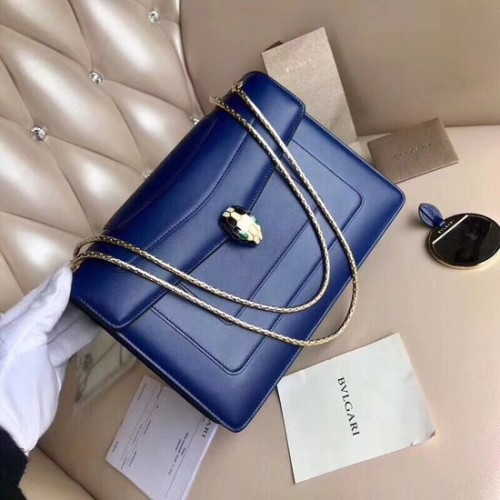 Borsa a spalla BVLGARI Serpenti in pelle 14632 blu