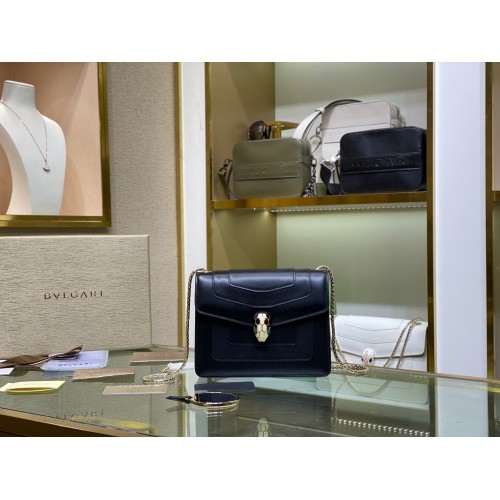 Borsa a tracolla BVLGARI mini Serpenti Forever in pelle di vitello 35107 nera